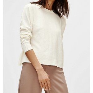 NEW EILEEN FISHER ORGANIC LINEN IVORY CREW NECK PM/PM Boxy Fit